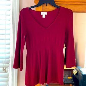 Loft Red Sweater- 3/4 sleeves